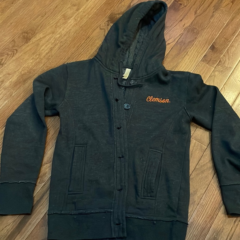 Clemson button down hoodie sweatshirt w/ sweater hood